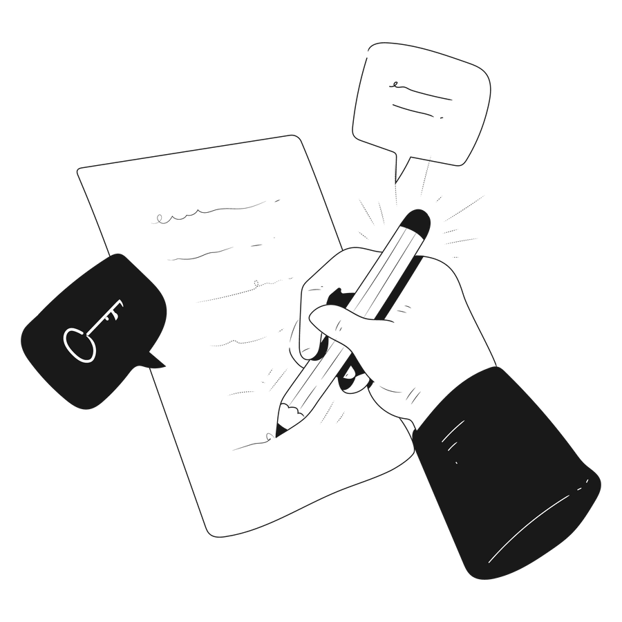 business start up keywording write hand gesture signature type